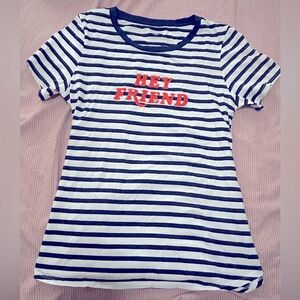 Navy & White Striped “Hey Friend” Old Navy tee
